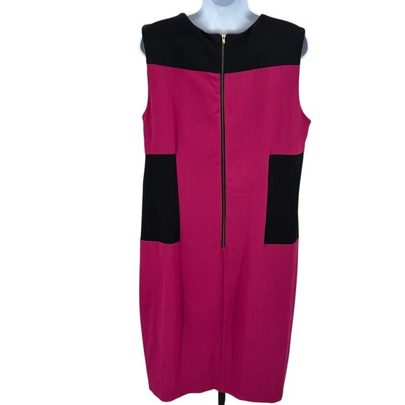 Danny & Nicole Dress Womens 16 Berry Black Colorblock Sheath Zipper Back Career - Picture 5 of 8